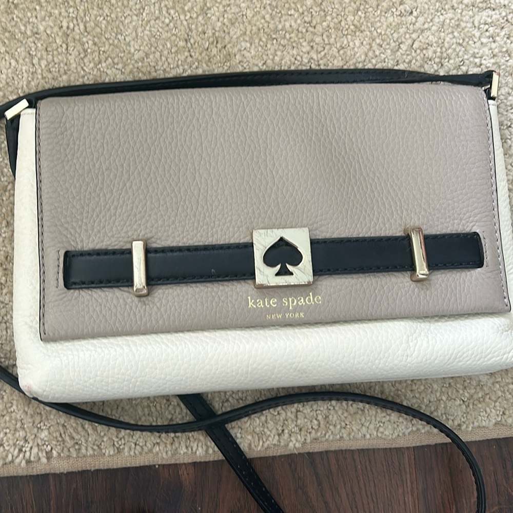 Kate Spade Taupe and Ivory Shoulder Bag